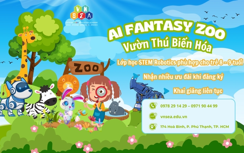 khóa học AI Fantasy Zoo cho trẻ 8 tuổi